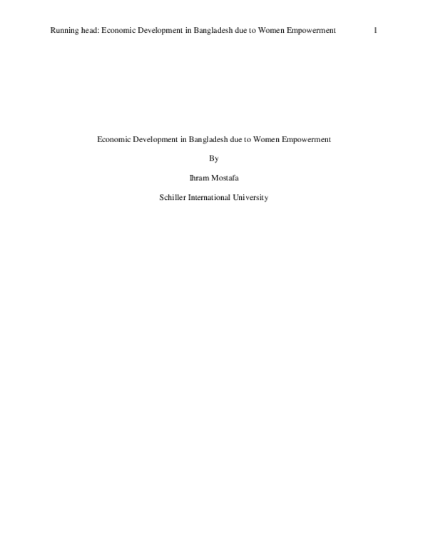 (DOC) Economic Development in Bangladesh due to Women Empowerment