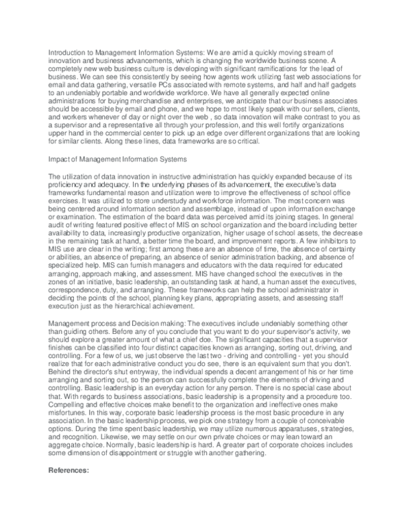 (DOC) Introduction to Management Information Systems