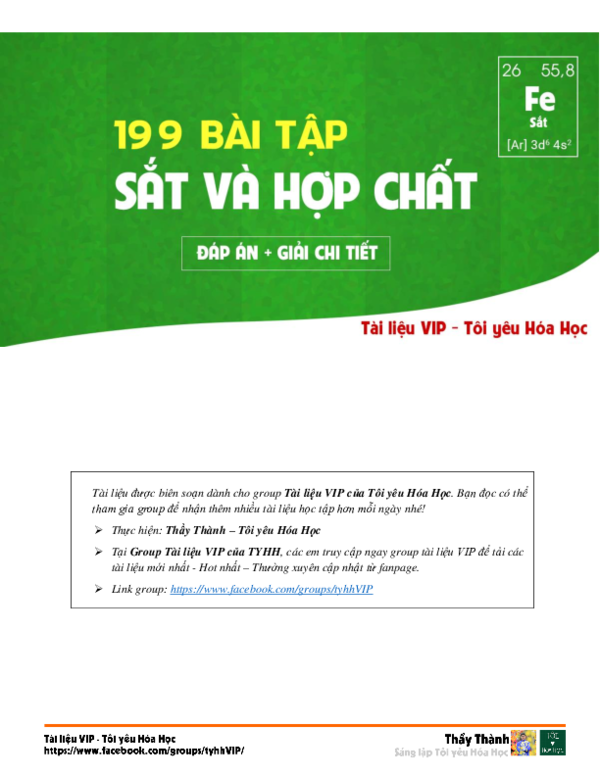 First page of “BÀI TẬP SẮT VÀ HỢP CHẤT - GIẢI CHI TIẾT”