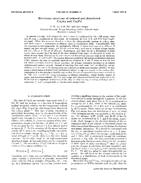 (PDF) Electronic structure of ordered and disordered Cu3Au and CusPd