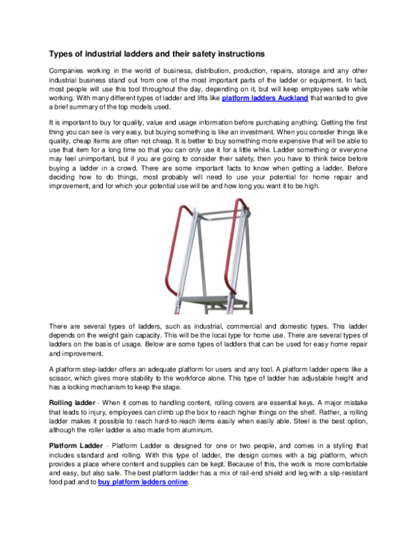 (DOC) Types of industrial ladders and their safety instructions Jordan Barrett Academia.edu