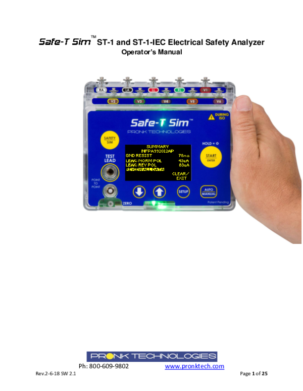 (PDF) ST1 and ST1IEC Electrical Safety Analyzer Operator's Manual
