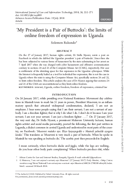 (PDF) 'My President is a Pair of Buttocks': the limits of online ...
