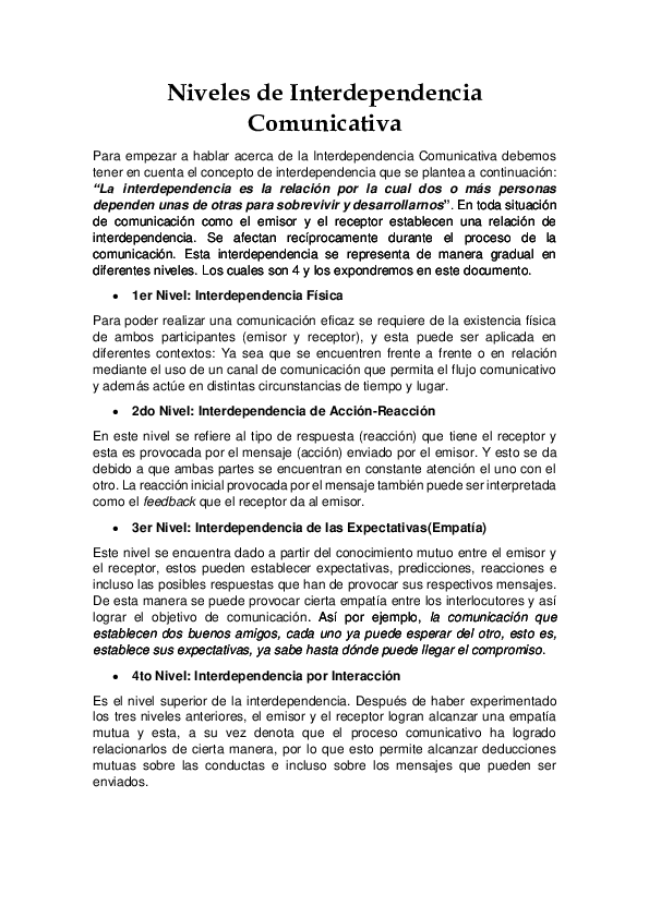 (DOC) Niveles de Interdependencia Comunicativa Miguel