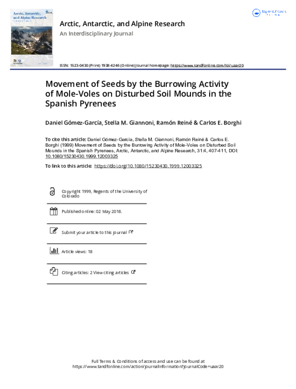 (PDF) Movement of Seeds by the Burrowing Activity of Mole-Voles on ...
