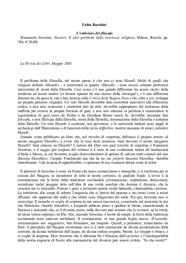 L'Embrione del Filosofo