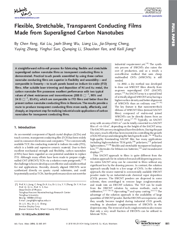 (PDF) Flexible, Stretchable, Transparent Conducting Films Made from