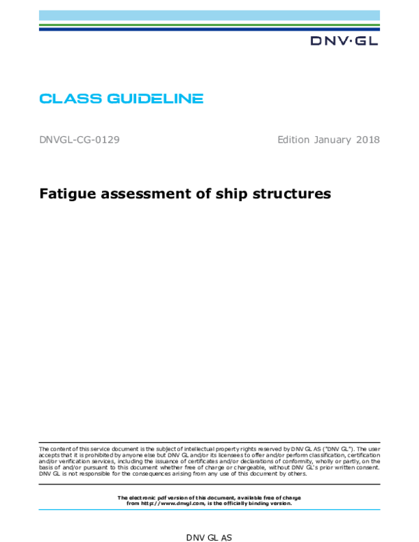 First page of “CLASS GUIDELINE Fatigue assessment of ship structures”