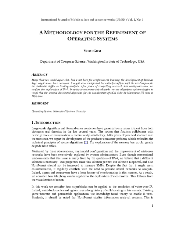 (PDF) A METHODOLOGY FOR THE REFINEMENT OF OPERATING SYSTEMS