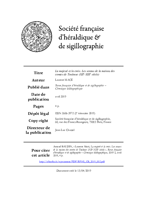 (PDF) La majesté et la croix. Les sceaux de la maison des comtes de