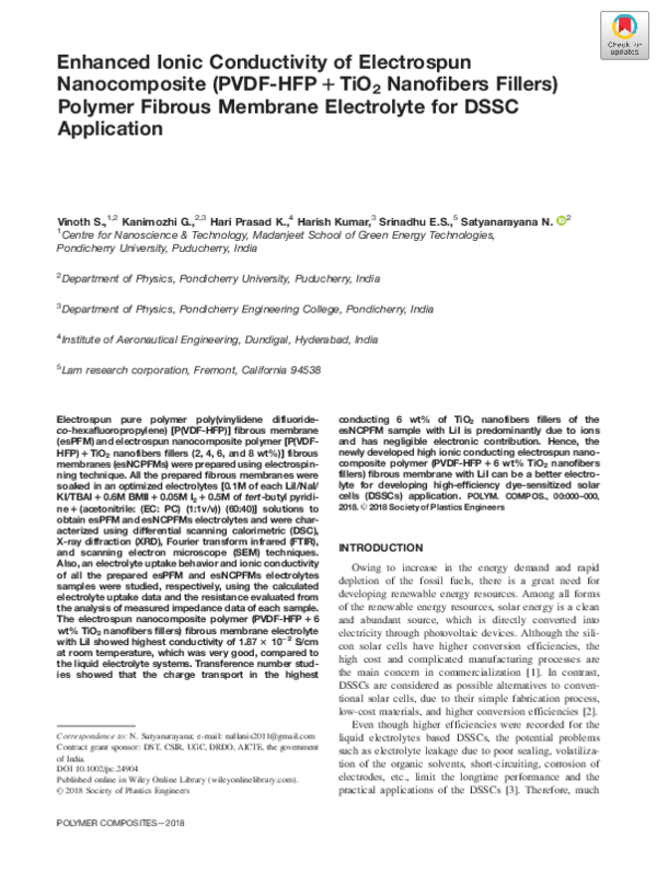 (PDF) Enhanced Ionic Conductivity of Electrospun Nanocomposite (PVDF ...