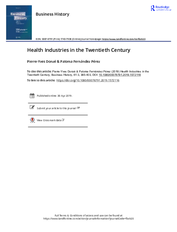 (PDF) Health Industries in the Twentieth Century | Pierre-Yves Donzé ...