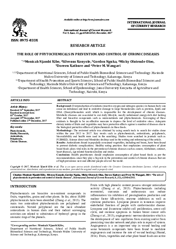 (PDF) THE ROLE OF PHYTOCHEMICALS IN PREVENTION AND CONTROL OF CHRONIC ...
