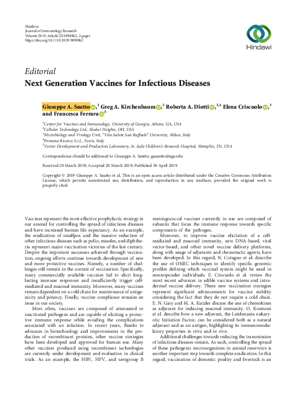 (PDF) Next Generation Vaccines for Infectious Diseases