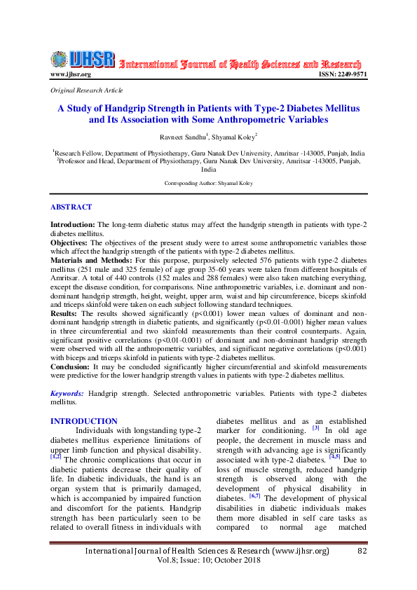 (PDF) A Study of Handgrip Strength in Patients with Type-2 Diabetes ...