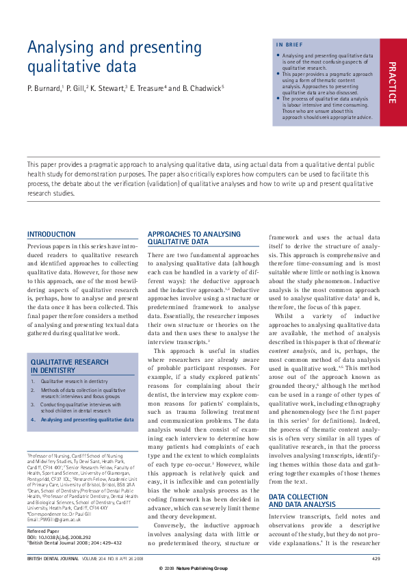 (PDF) Presenting Qual Data