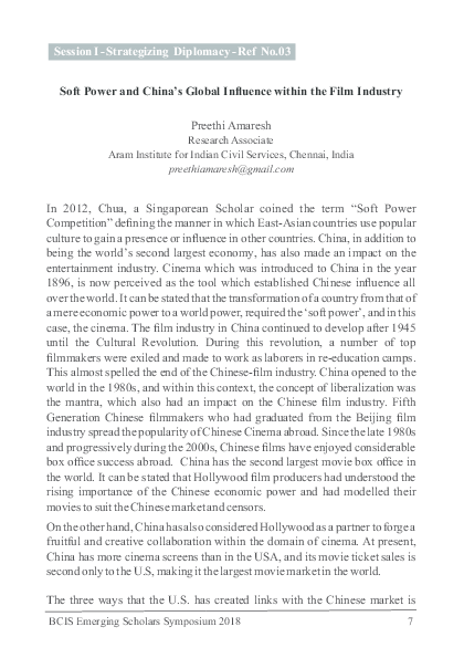 (PDF) Soft Power and China's Global Influence within the Film Industry