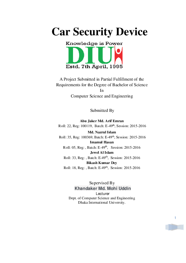 (DOC) Nd Generation Car Security System original Rashel Ahamed