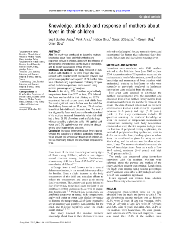 (PDF) Knowledge, attitude and response of mothers about fever in their ...