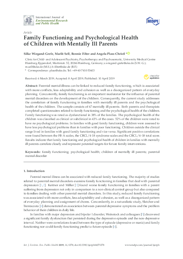 (PDF) Family Functioning and Psychological Health of Children with ...