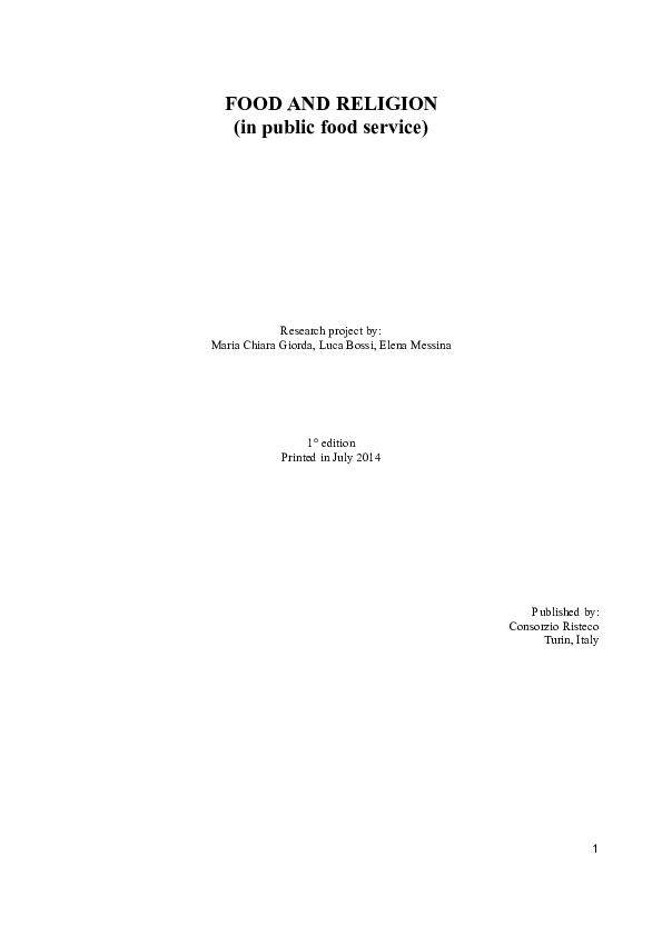 (PDF) FOOD AND RELIGION (in public food service ruwani senevirathna