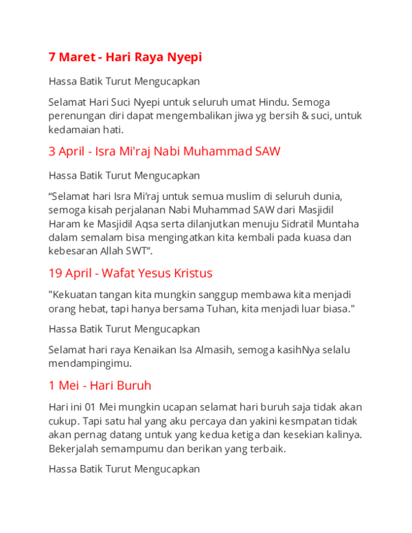 7 Maret -Hari Raya Nyepi