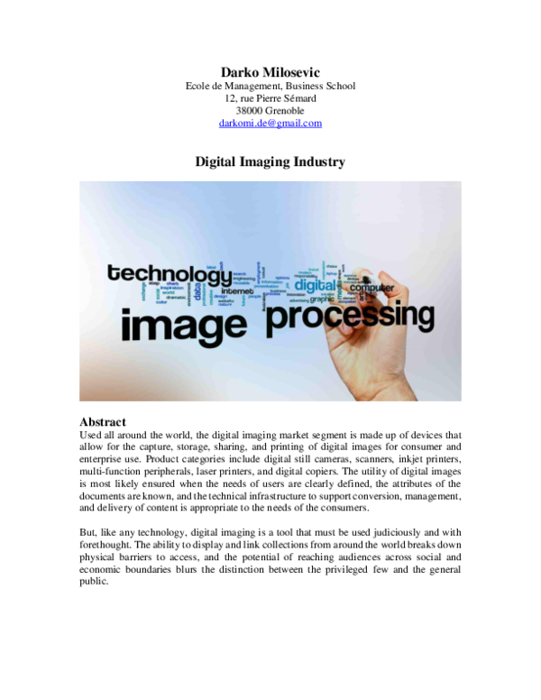 (PDF) The digital imaging industry Darko Milosevic Academia.edu