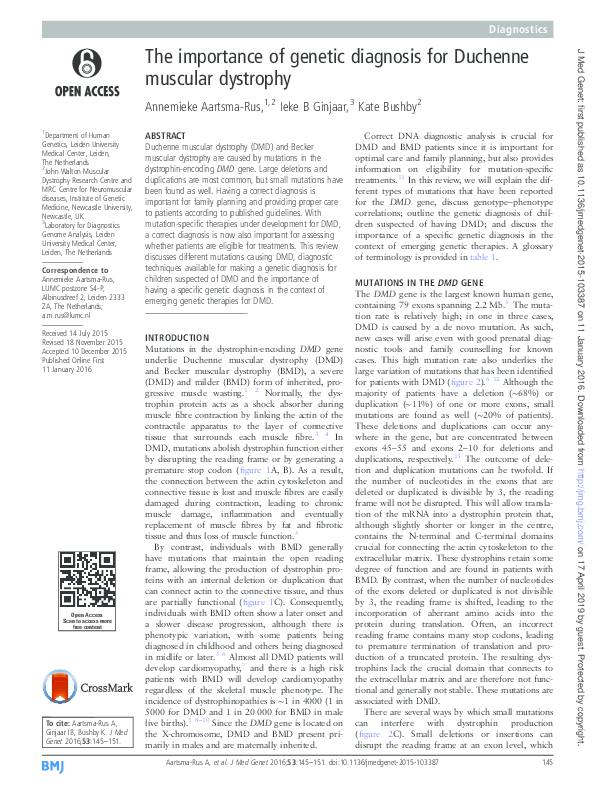 (PDF) The importance of genetic diagnosis for Duchenne muscular dystrophy