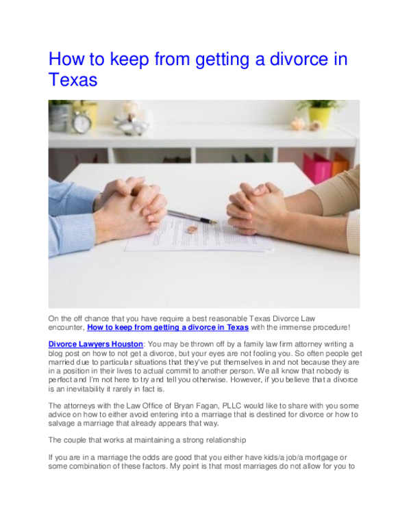 (PDF) How to keep from getting a divorce in Texas Law Information