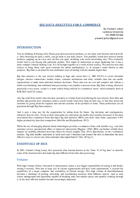 (PDF) BIG DATA ANALYTICS FOR E-COMMERCE
