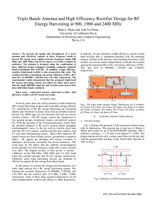 (PDF) Triple Bands Antenna and High Efficiency Rectifier Design for RF ...