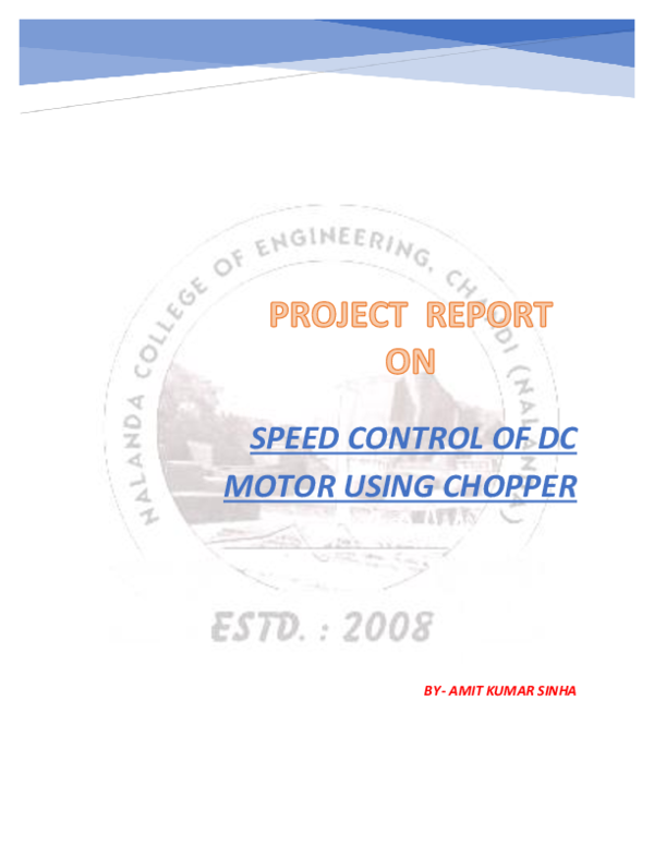 (PDF) SPEED CONTROL OF DC MOTOR USING CHOPPER suman shekhar