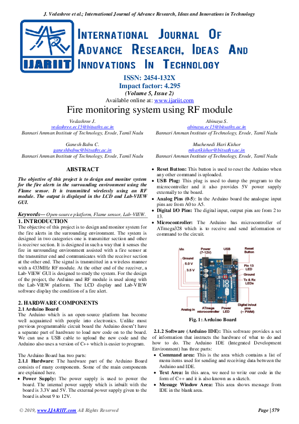 (PDF) Fire monitoring system using RF module