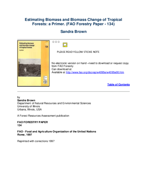 (PDF) Estimating Biomass and Biomass Change of Tropical Forests: a ...