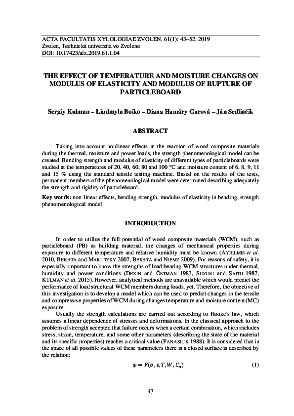 (PDF) THE EFFECT OF TEMPERATURE AND MOISTURE CHANGES ON MODULUS OF ...