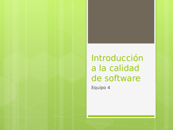 (PPT) Introducción a la calidad de software