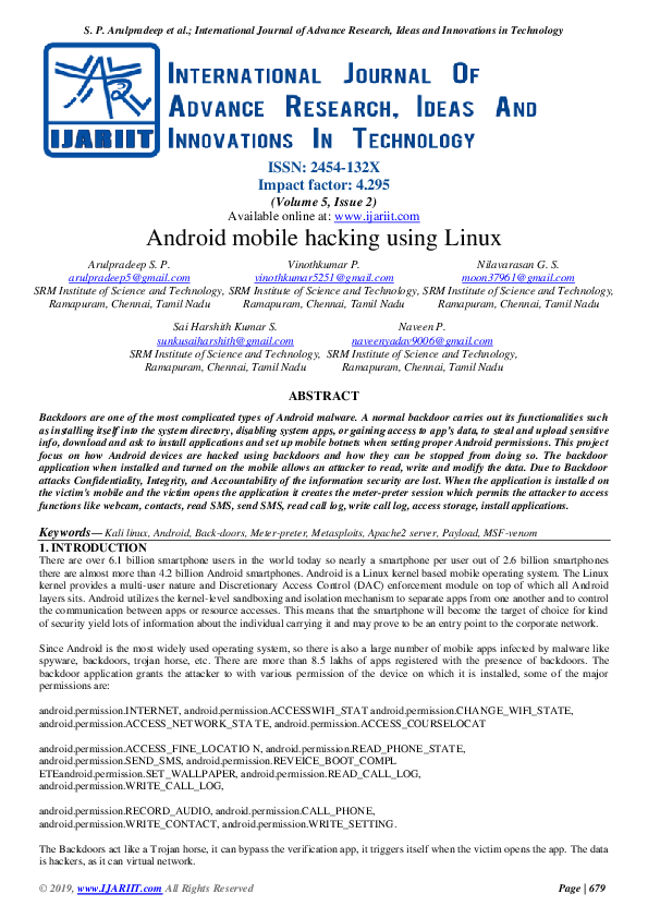 (PDF) Android mobile hacking using Linux