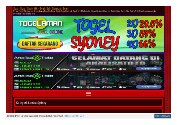 Pdf Lomba Sdy Prediksi Togel Sidney Hari Ini Forum Syair Academia Edu