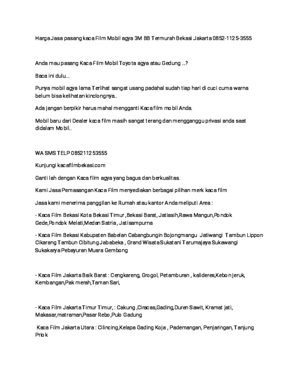 Pdf Harga Kaca Film 3m Mobil Agya Full 0852 112 53 555 Kacafilmcikarang Com Kaca Film Mobil Gedung Academia Edu