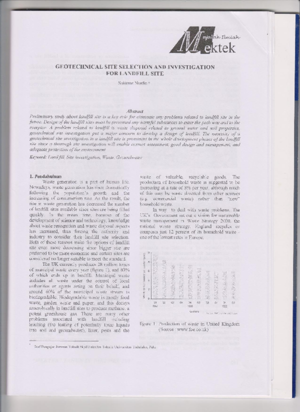 (PDF) Geotechnical Site Selection and Investigation For Landfill Site