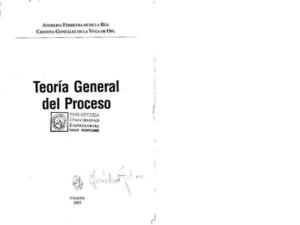 (PDF) Ferreyra de De la Rúa, Angelica Teoría General del Proceso Tomo I