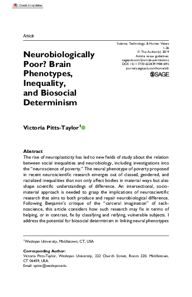 (PDF) Neurobiologically Poor?: Brain Phenotypes, Inequality, and ...
