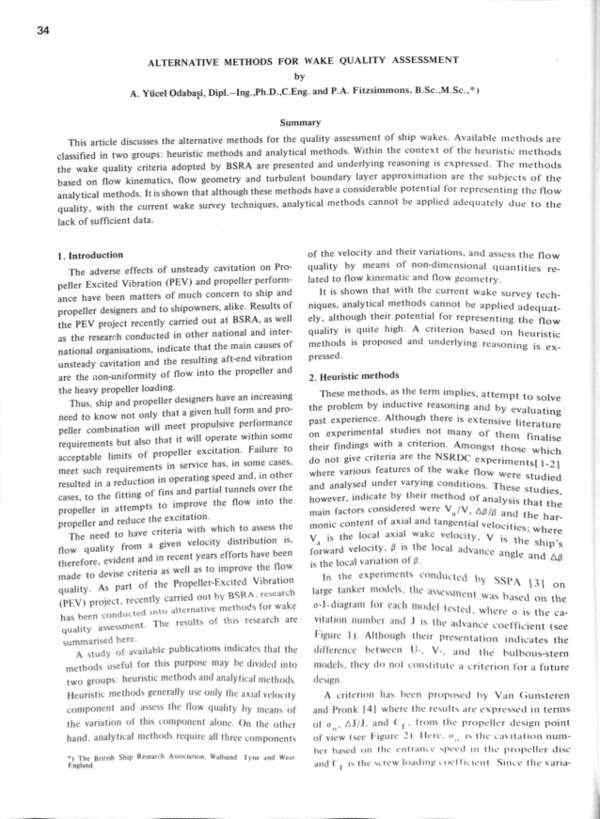 (PDF) ALTERNATIVE METHODS FOR WAKE QUALITY ASSESSMENT by