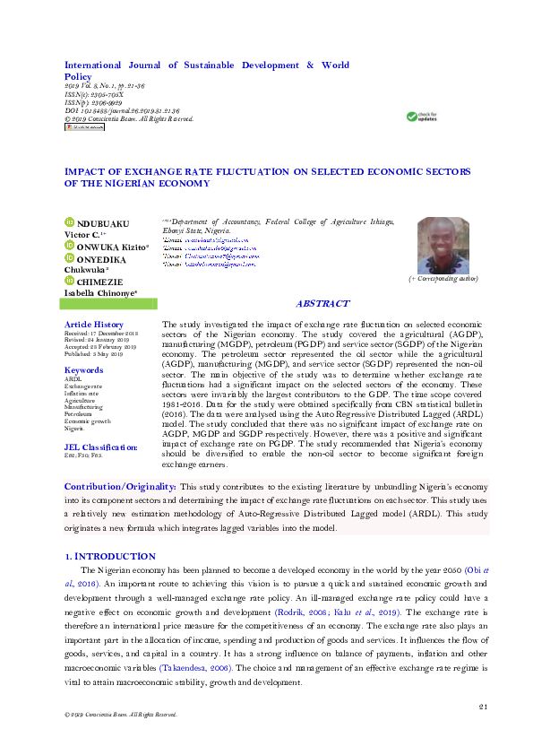(PDF) IMPACT OF EXCHANGE RATE FLUCTUATION ON SELECTED ECONOMIC SECTORS ...