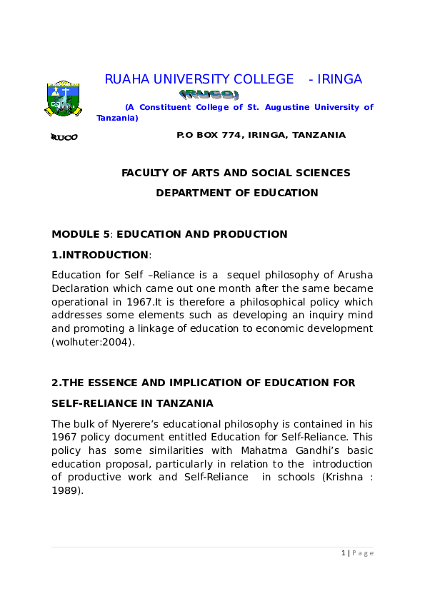 (DOC) FACULTY OF ARTS AND SOCIAL SCIENCES DEPARTMENT OF EDUCATION ...