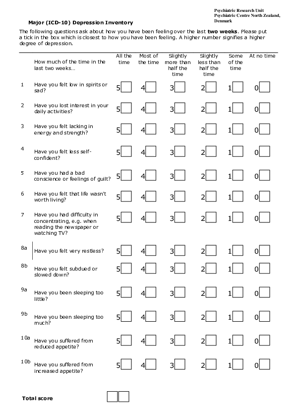 (PDF) Major (ICD10) Depression Inventory ziad basheer Academia.edu
