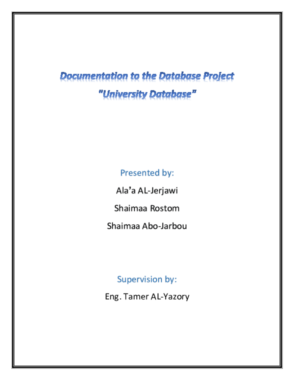 (DOC) Documentation to the Database Project 
