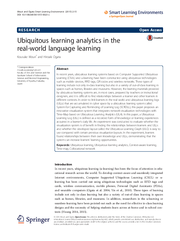 (PDF) Ubiquitous learning analytics in the real-world language learning
