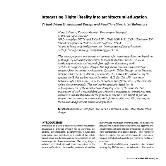 (PDF) Integrating Digital Reality in architectural education Virtual ...