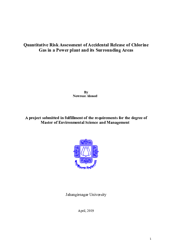 (DOC) TITLE PAGE Quantitative Risk Assessment of Accidental Release of